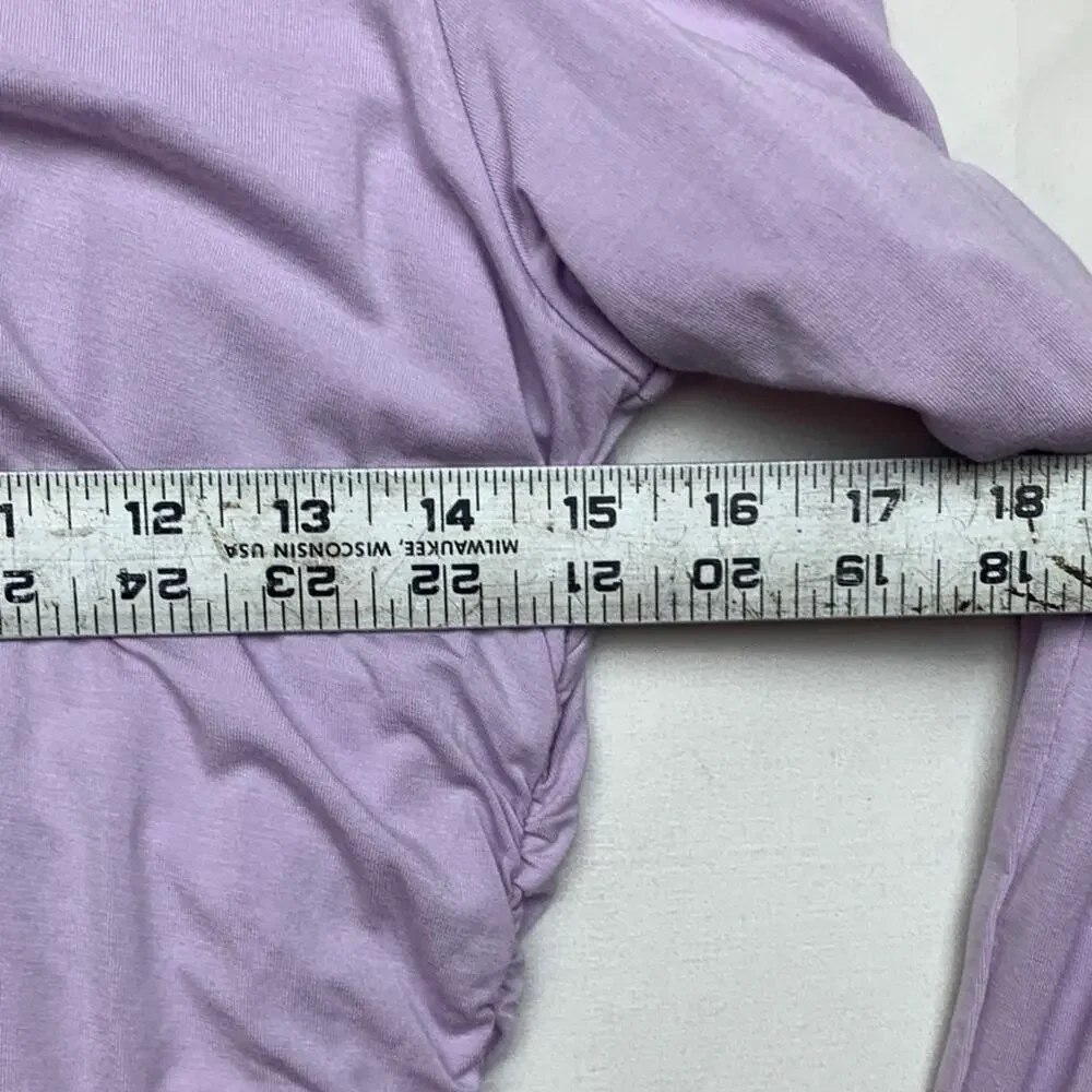 Veiled size medium long sleeve lavender conservative shirt lined ruched tunic